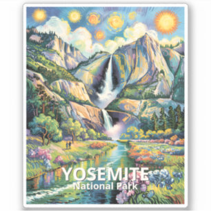Sticker Cascade colorée de Yosemite au printemps - Randonn