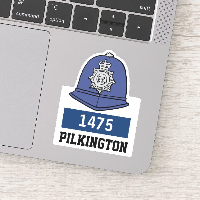 Sticker Casque d'agent de police avec nom et numéro (Détail)