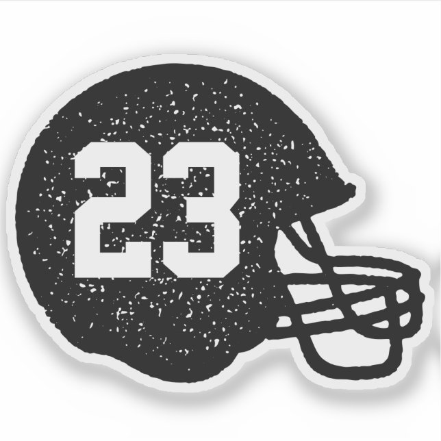 Sticker Casque de football numéro personnalisé noir blanc (Devant)