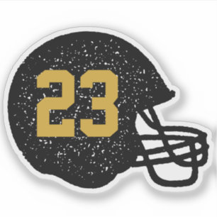 Sticker Casque de football numéro personnalisé noir et or