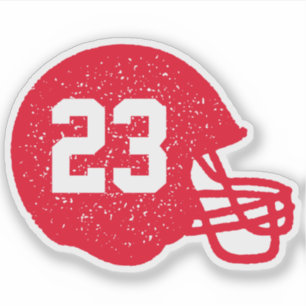 Sticker Casque de football numéro personnalisé rouge vif