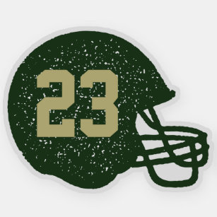 Sticker Casque de football numéro personnalisé vert et or
