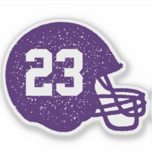 Sticker Casque de football numéro personnalisé violet blan