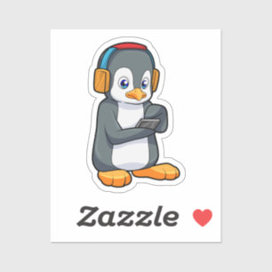 Sticker Casque de musique Penguin