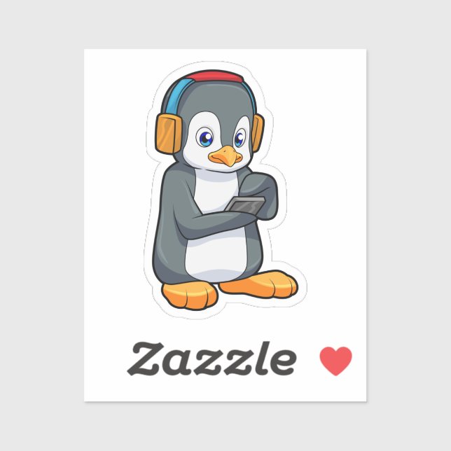 Sticker Casque de musique Penguin (Feuille)
