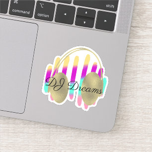 Sticker Casque DJ Ondes Sonores Musique