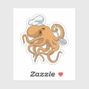 Sticker Casquette chef Octopus Cook