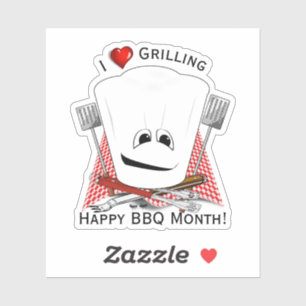 Sticker Casquette Chefs et outils barbecue Grille