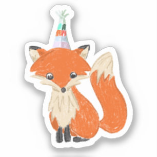 Sticker Casquette de la fête Cute Fox Woodland Anniversair