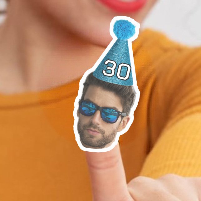 Sticker Casquette de la Fête Photo Visage customisé Annive (Créateur téléchargé)