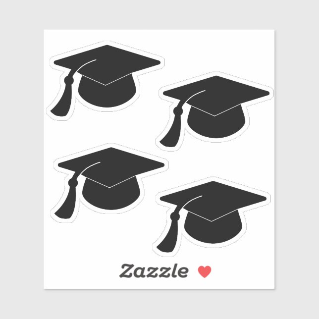 Sticker Casquette de la Graduation Noire Motif simple (Feuille)