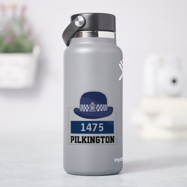 Sticker Casquette de police WPC avec nom et numéro (HydroFlask)