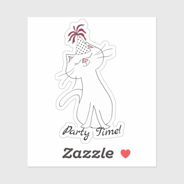 Sticker Casquette du Kute Kitty White Cat Party (Feuille)