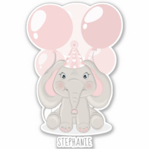 Sticker Casquette Elephant in Birthday Party