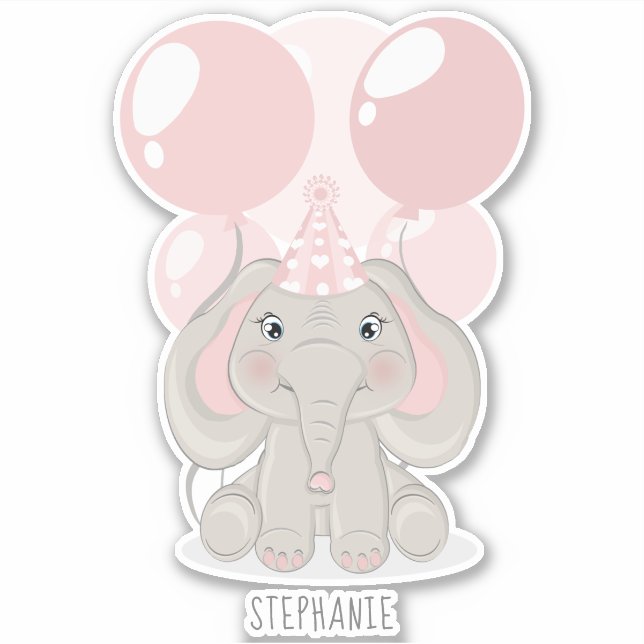 Sticker Casquette Elephant in Birthday Party (Devant)