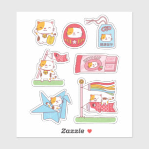 Sticker Casquette japonaise de bonne chance Neko Cat