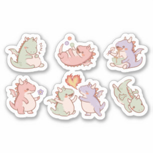 STICKER CASSEURS DE DRAGON KAWAII DÉFINIS