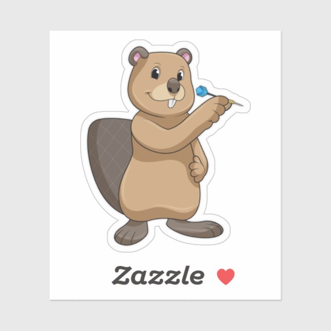 Sticker Castor aux fléchettes avec fléchette (Feuille)