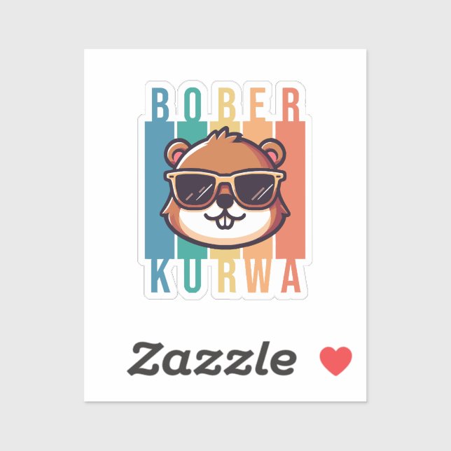 Sticker Castor avec des Lunettes de Soleil (Feuille)