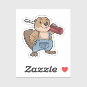 Sticker Castor comme artisan avec clé