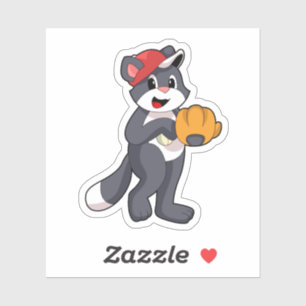 Sticker Cat à base-ball avec ballon de baseball