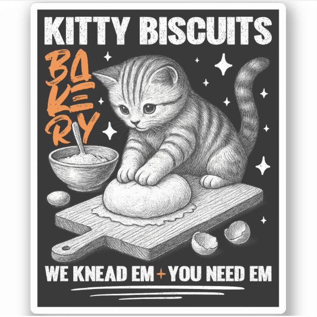 Sticker Cat Kneading Baker Kitty Biscuits On Knead Em You (Devant)