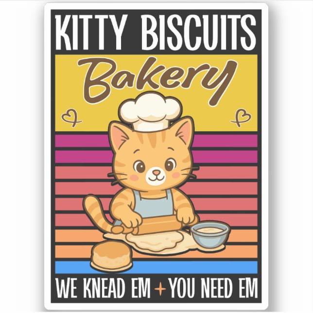 Sticker Cat Kneading Baker Kitty Biscuits On Knead Em You (Devant)