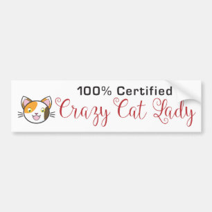 Sticker Cat Lady Bumper 100 % Certifié Crazy Cat
