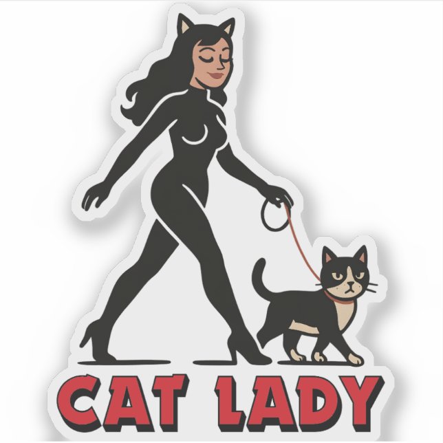 Sticker Cat Lady - Tuxedo Cats Lover - Comic Art Graphic (Devant)