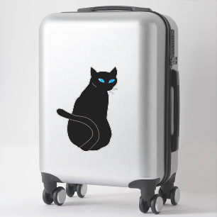 Sticker Cat noir bleu ocre