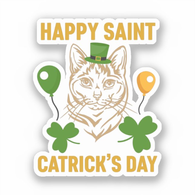 Sticker Cat St. Patrick's Day pour l'Amoureux des chats (Recto)