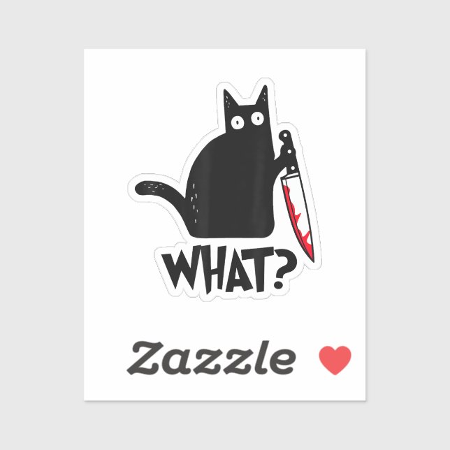 Sticker Cat What_ Funny Black Cat  (Feuille)