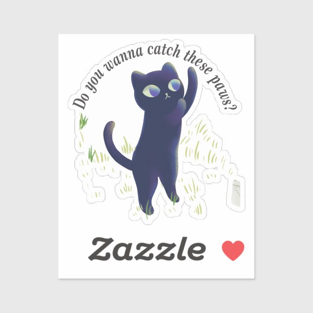 Sticker Catch These Paws – Playful Midnight Kitty (Feuille)