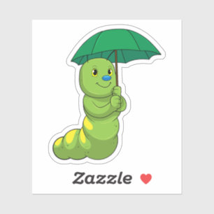 Sticker Caterpillar à la pluie avec parapluie