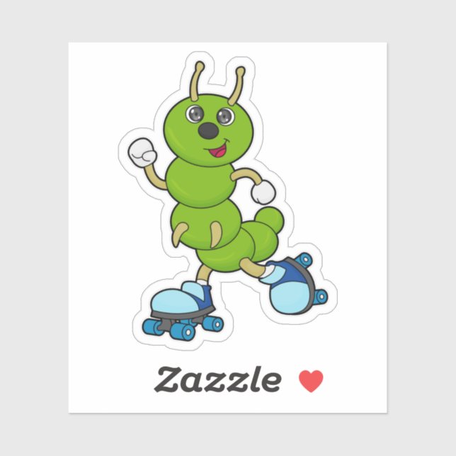 Sticker Caterpillar à Patinage en ligne avec patins à roul (Feuille)
