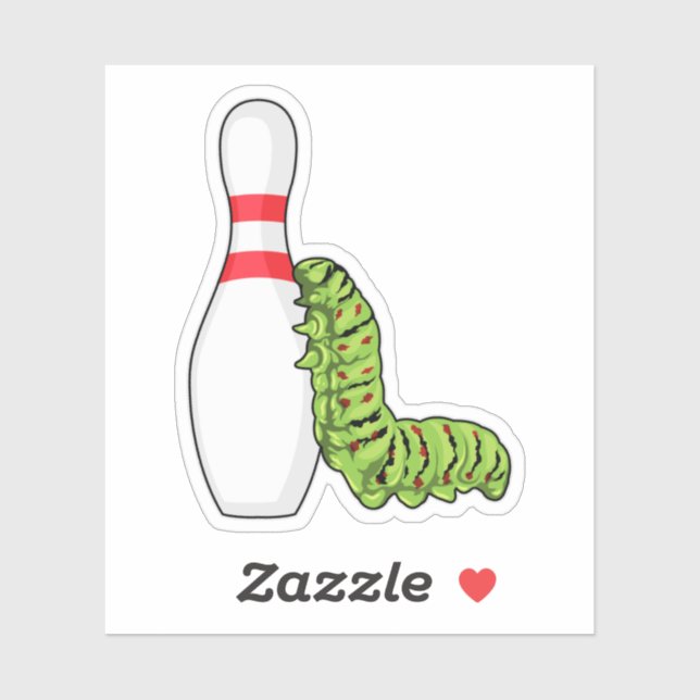 Sticker caterpillar at bowling with bowling pin (Feuille)