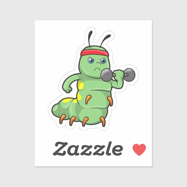 Sticker Caterpillar at Strength entraînement avec Dumbbell (Feuille)