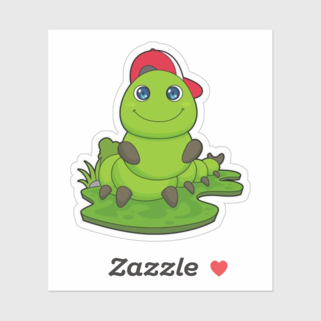 Sticker Caterpillar avec Casquette (Feuille)