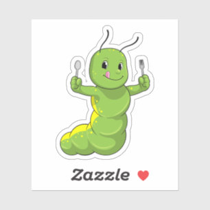 Sticker Caterpillar avec cuillère et fourche