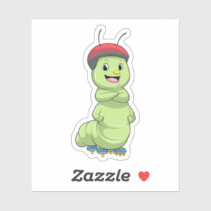 Sticker Caterpillar comme Patineur en ligne avec Roller sk