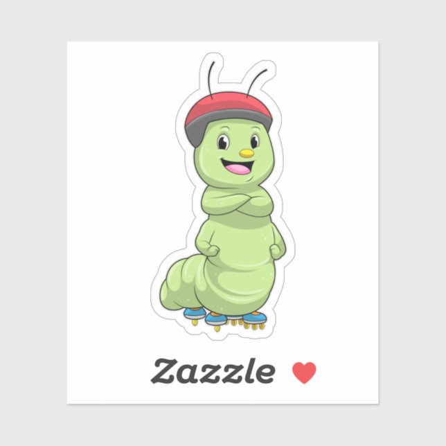 Sticker Caterpillar comme Patineur en ligne avec Roller sk (Feuille)