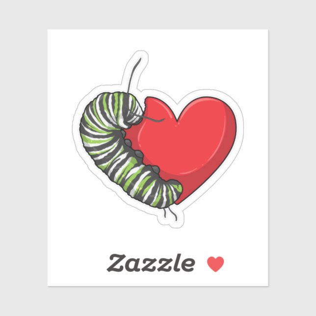 Sticker Caterpillar love heart (Feuille)