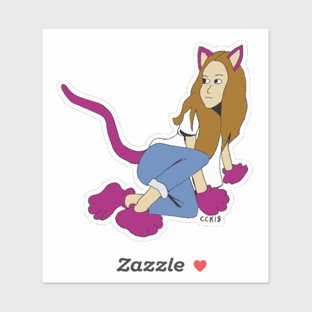 Sticker catgirl (Feuille)