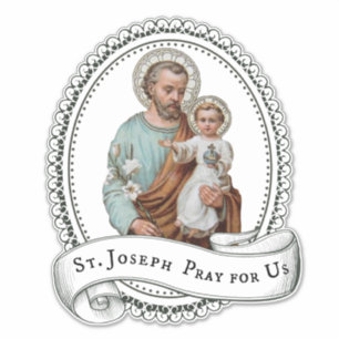 Sticker Catholique Saint-Joseph avec Enfant Jésus Religieu