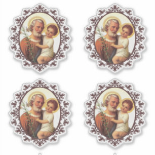 Sticker Catholique Saint-Joseph avec Enfant Jésus Religieu