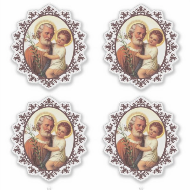 Sticker Catholique Saint-Joseph avec Enfant Jésus Religieu (Devant)