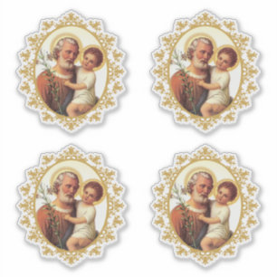 Sticker Catholique Saint-Joseph avec Enfant Jésus Religieu