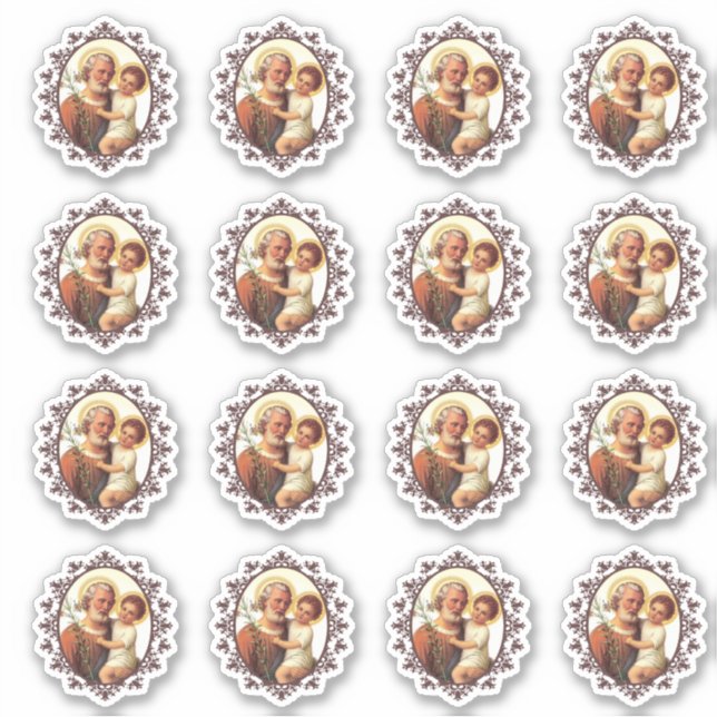 Sticker Catholique Saint Joseph Enfant Jésus Vinyle Religi (Devant)
