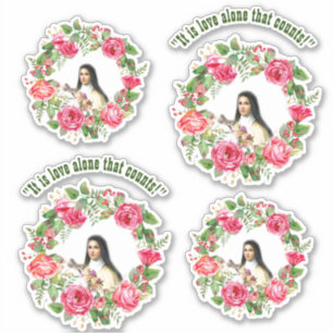 Sticker Catholique St Therese Citations Roses Roses Roses 
