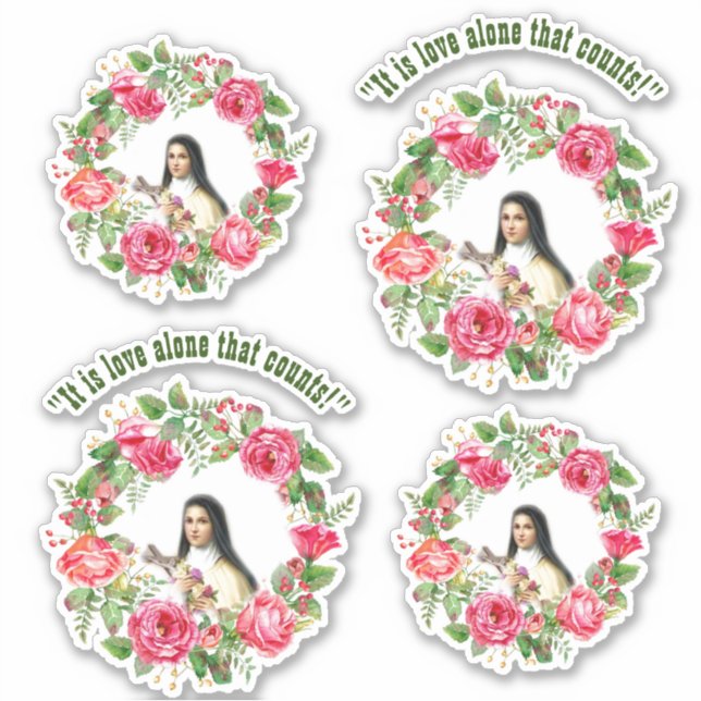 Sticker Catholique St Therese Citations Roses Roses Roses  (Devant)